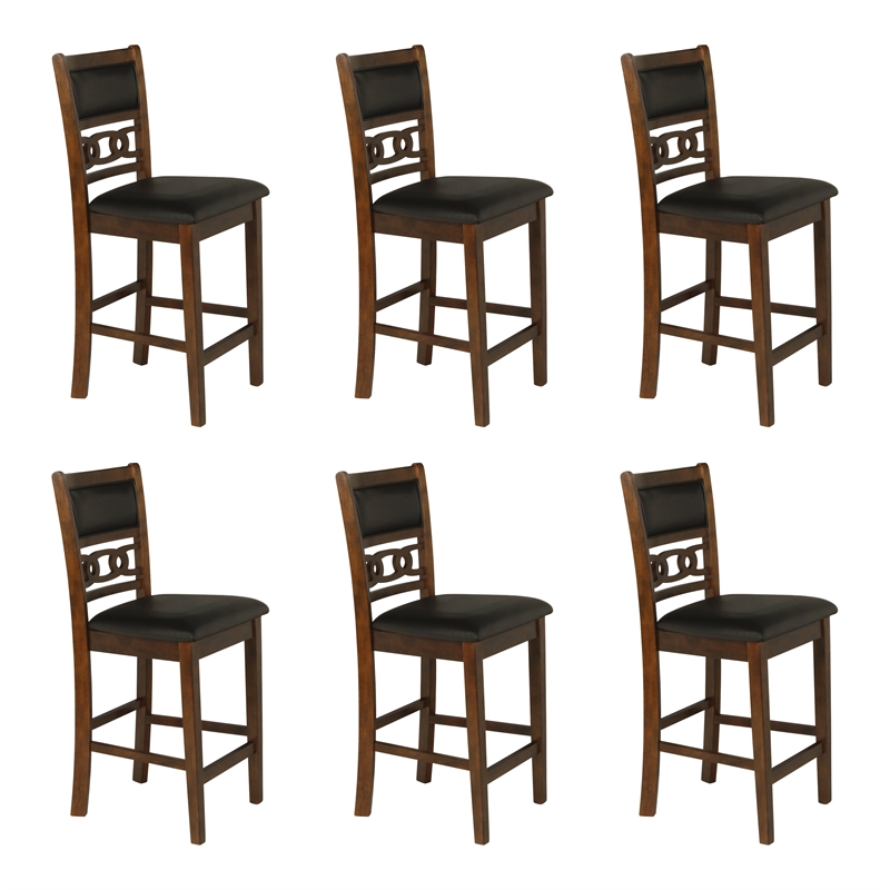 New Classic Furniture Gia Solid Wood Counter Chair in Brown (Set of 6)