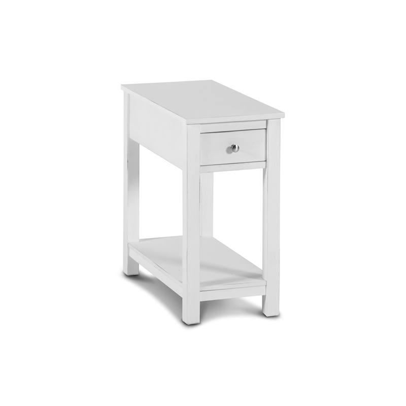 New Classic Furniture Noah Solid Wood 1-Drawer End Table in White (Set of 2)
