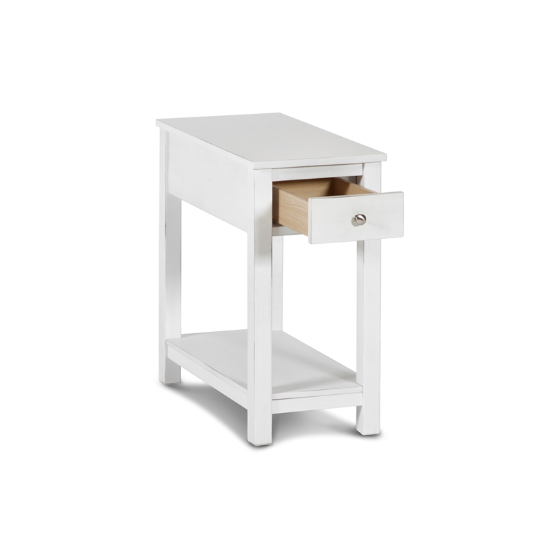 New Classic Furniture Noah Solid Wood 1-Drawer End Table in White (Set of 2)