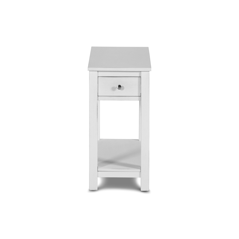 New Classic Furniture Noah Solid Wood 1-Drawer End Table in White (Set of 2)