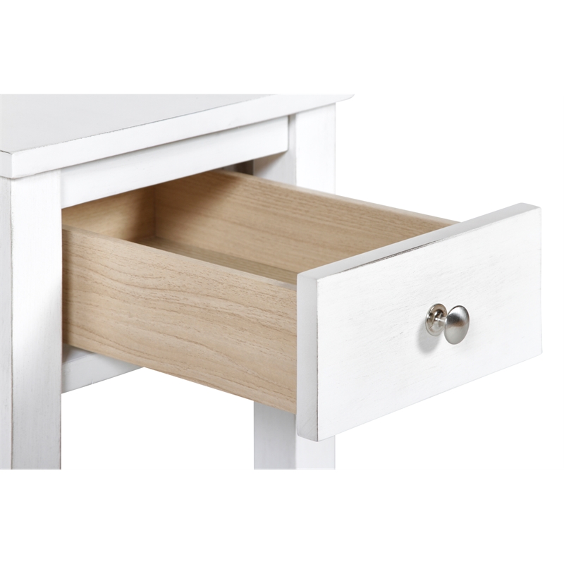 New Classic Furniture Noah Solid Wood 1-Drawer End Table in White (Set of 2)
