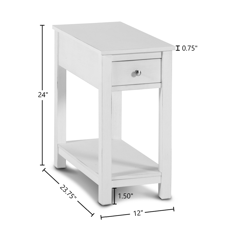 New Classic Furniture Noah Solid Wood 1-Drawer End Table in White (Set of 2)