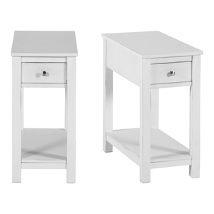 New Classic Furniture Noah Solid Wood 1-Drawer End Table in White (Set of 2)