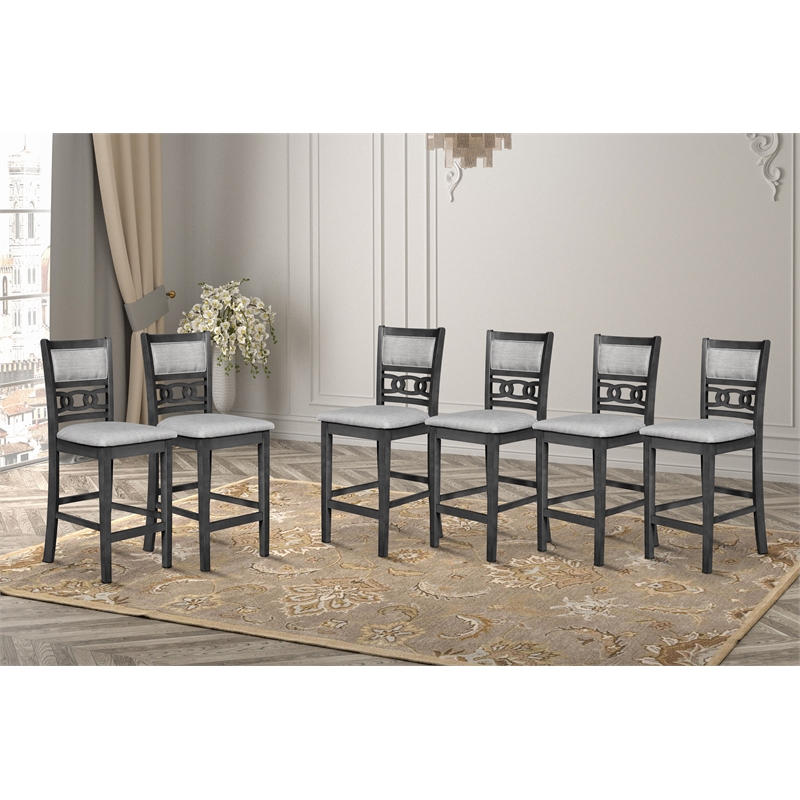 New Classic Furniture Gia Solid Wood Counter Chair in Gray (Set of 6)