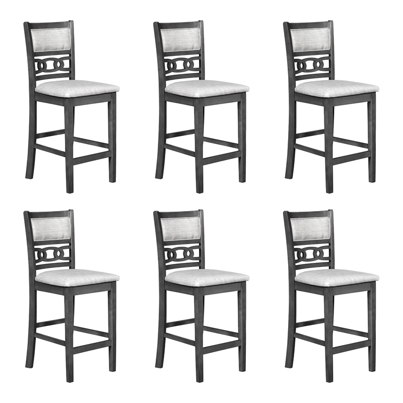 New Classic Furniture Gia Solid Wood Counter Chair in Gray (Set of 6)