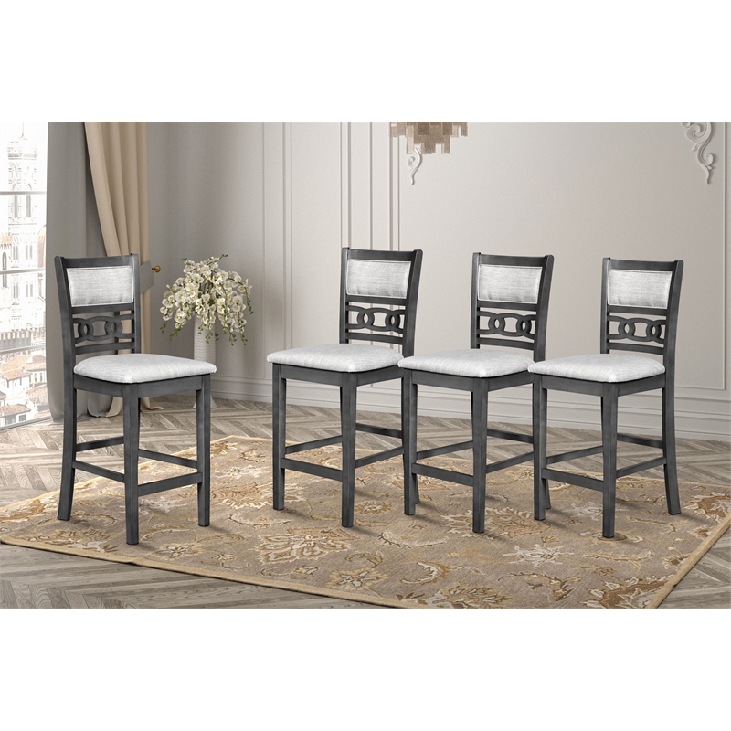 New Classic Furniture Gia Solid Wood Counter Chair in Gray (Set of 4)