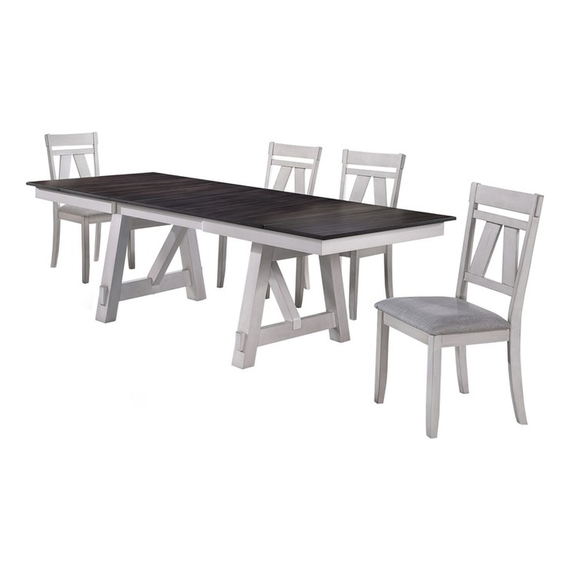 New Classic Furniture Maisie 5-Piece Solid Wood Dining  Table Set in Brown