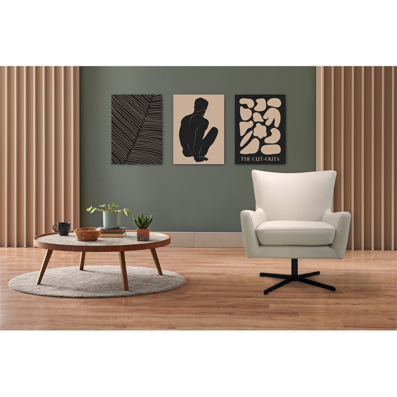 New Classic Furniture Acadia Leather Swivel Chair with Base in Mist Gray