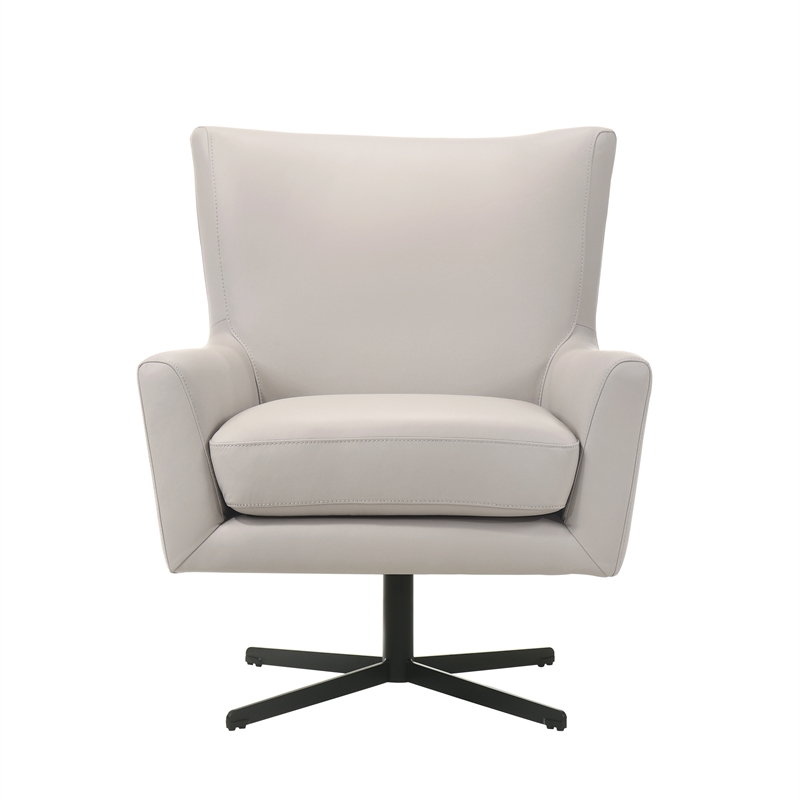 New Classic Furniture Acadia Leather Swivel Chair with Base in Mist Gray