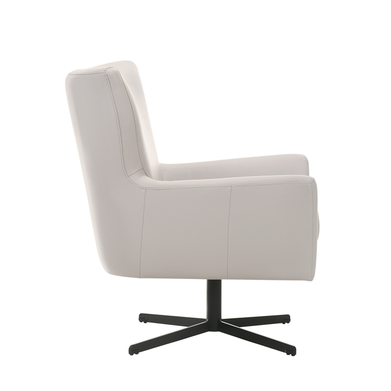 New Classic Furniture Acadia Leather Swivel Chair with Base in Mist Gray