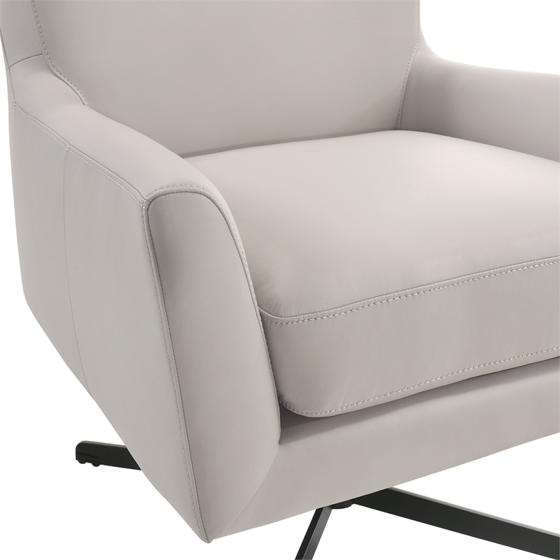 New Classic Furniture Acadia Leather Swivel Chair with Base in Mist Gray