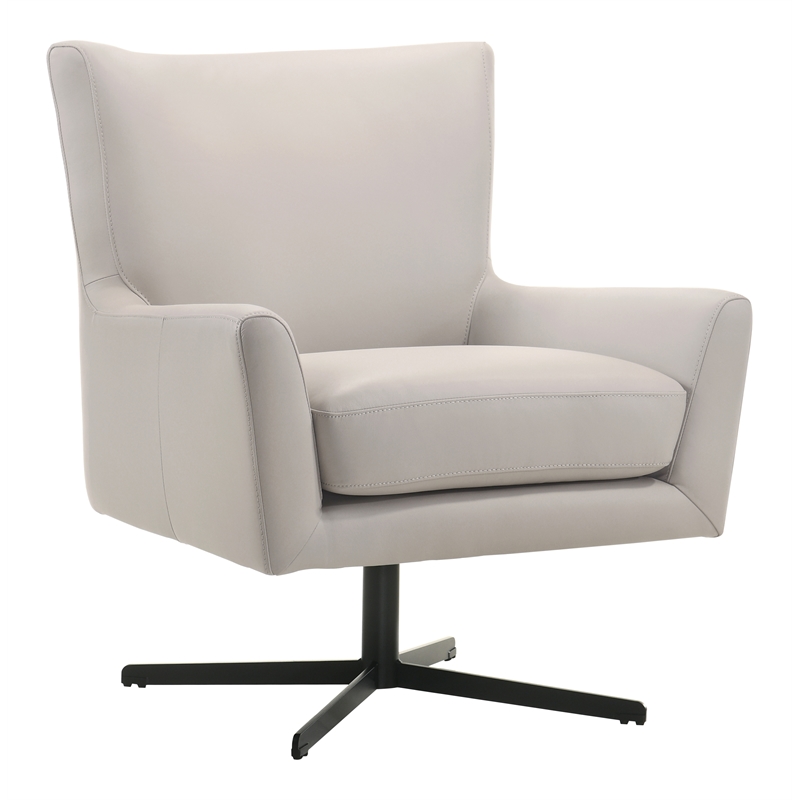 New Classic Furniture Acadia Leather Swivel Chair with Base in Mist Gray
