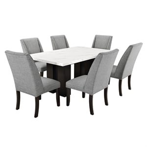 New Classic Furniture Faust 5-Piece Solid Wood Dining Table Set in Gray