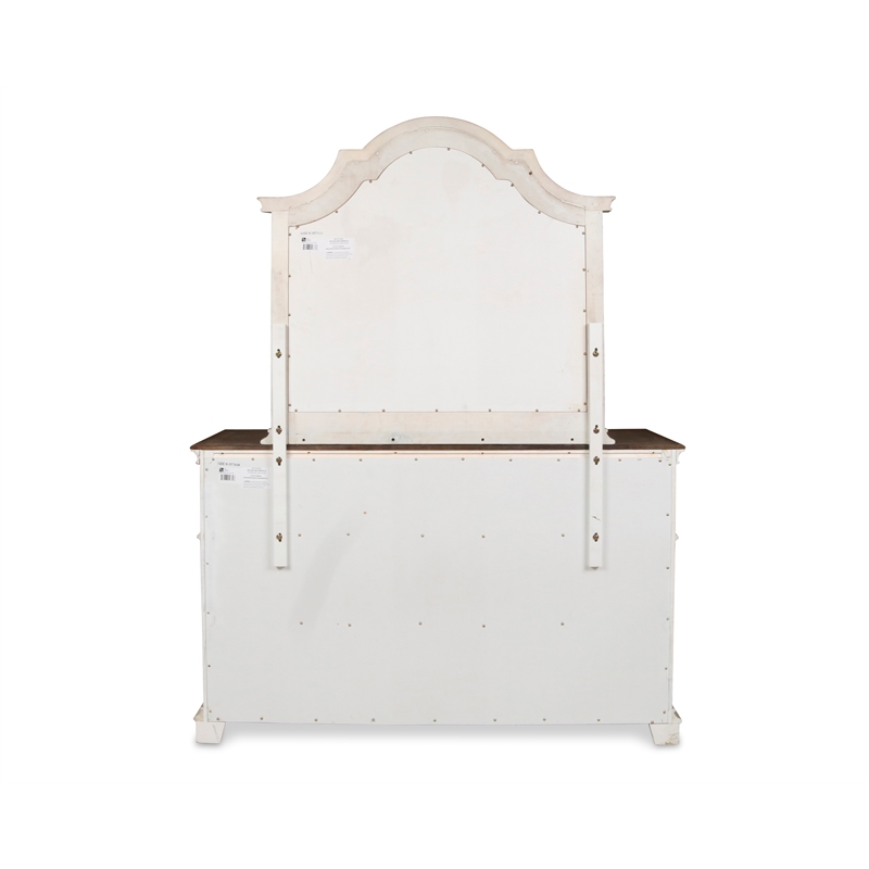 New Classic Furniture Anastasia Solid Wood Dresser with Mirror in Antique White