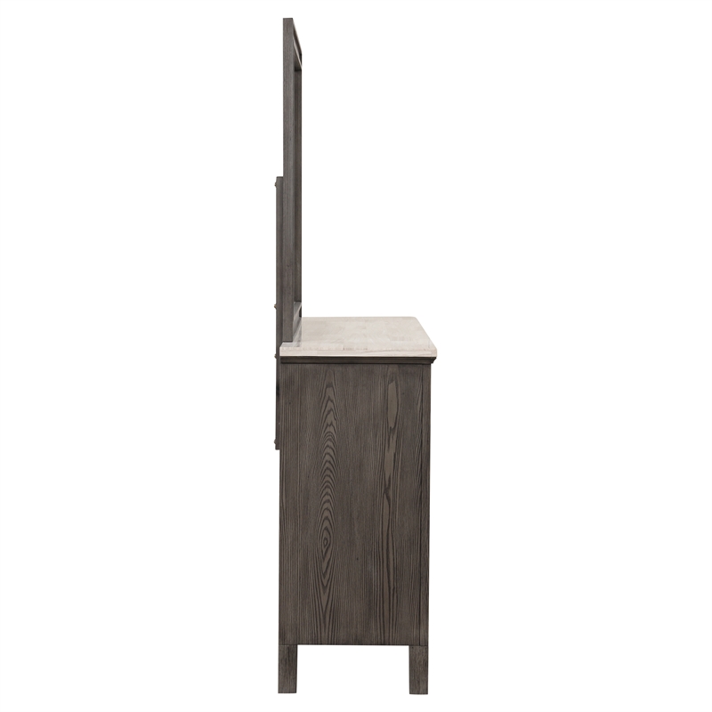 New Classic Furniture Lisbon Solid Wood 7-Drawers Dresser with Mirror in Gray