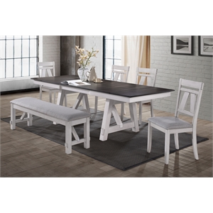 New Classic Furniture Maisie 6-Piece Solid Wood Dining Table Set in Brown