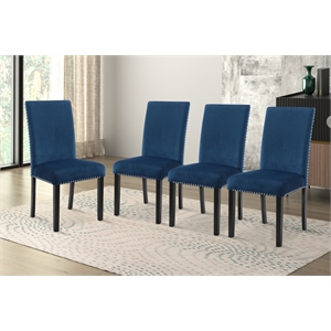 New Classic Furniture Celeste Solid Wood Dining Chairs in Blue (Set of 4)