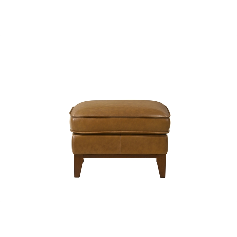 New Classic Furniture Caspar Leather Upholstered Ottoman in Caramel Brown