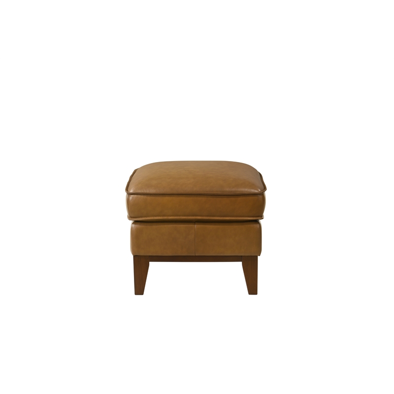 New Classic Furniture Caspar Leather Upholstered Ottoman in Caramel Brown