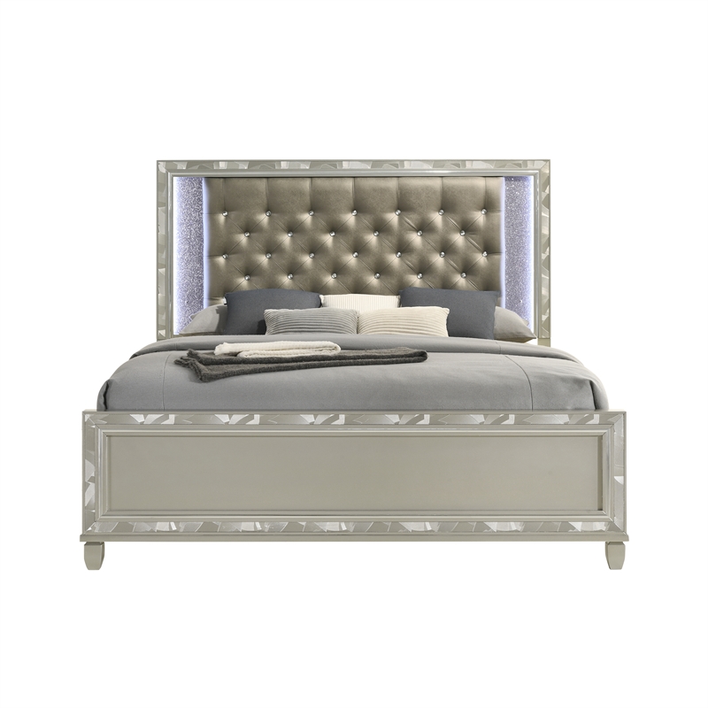 New Classic Furniture Radiance Solid Wood King Bed in Silver