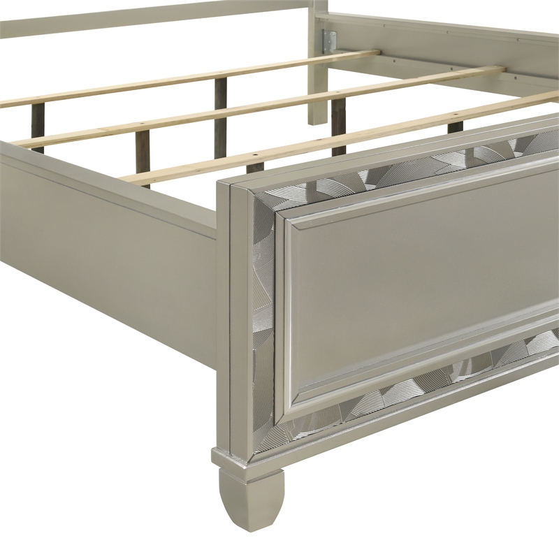 New Classic Furniture Radiance Solid Wood King Bed in Silver