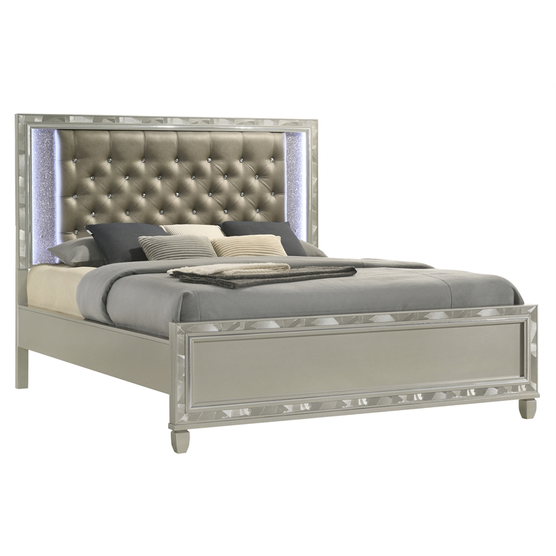 New Classic Furniture Radiance Solid Wood King Bed in Silver