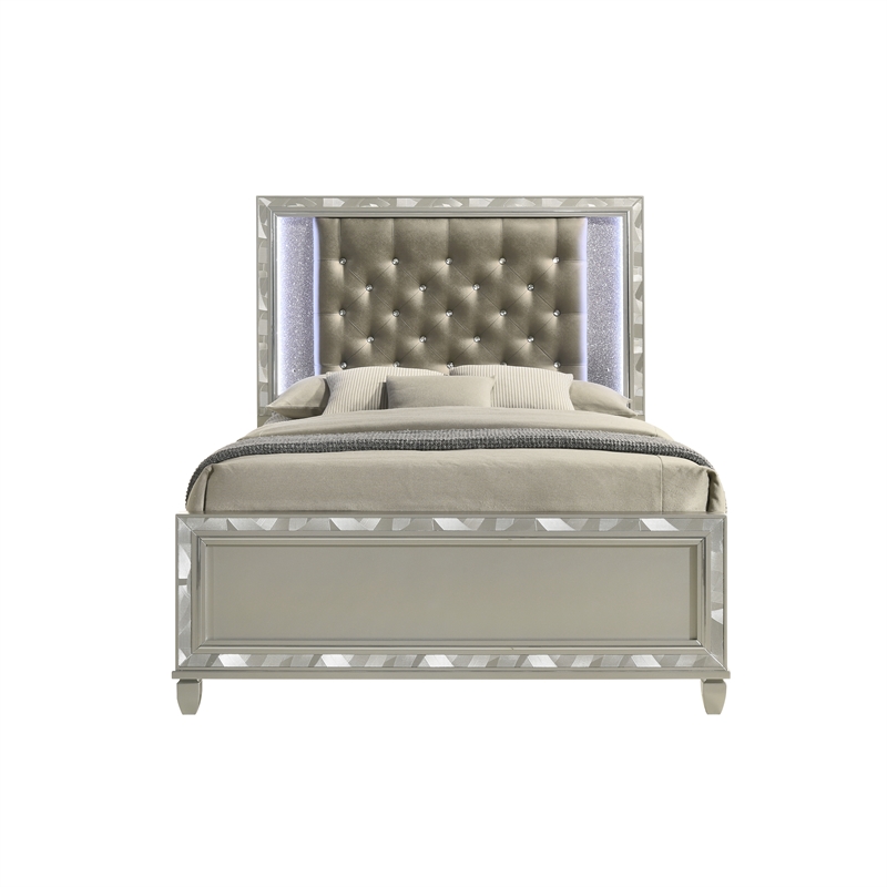 New Classic Furniture Radiance Solid Wood Queen Bed in Platinum Silver