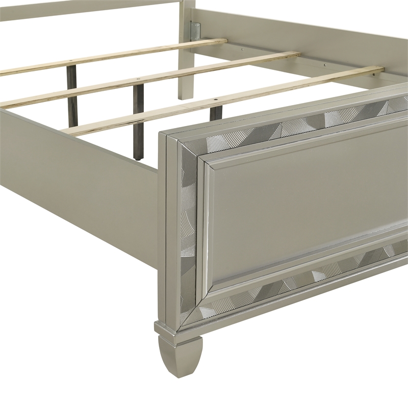 New Classic Furniture Radiance Solid Wood Queen Bed in Platinum Silver
