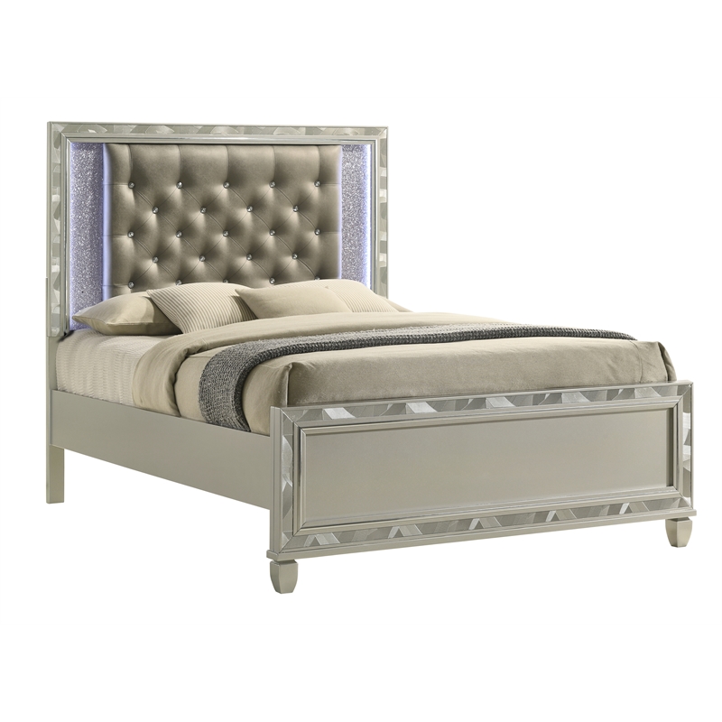 New Classic Furniture Radiance Solid Wood Queen Bed in Platinum Silver