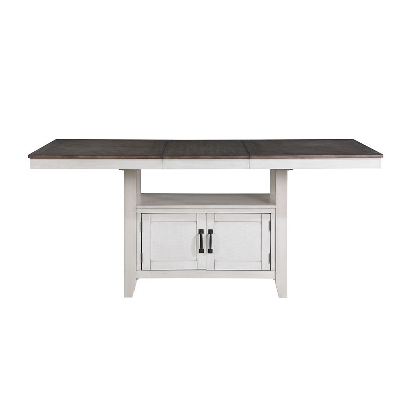 New Classic Furniture Richland 6-Piece Wood Counter Table Set in Brown/White