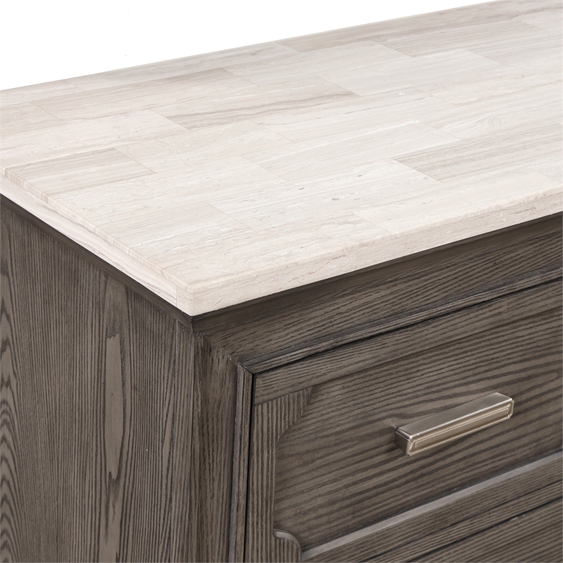 New Classic Furniture Lisbon Solid Wood 7-Drawer Dresser with Marble top in Gray
