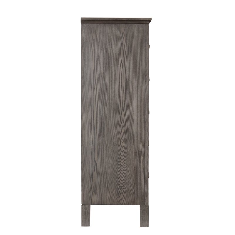 New Classic Furniture Lisbon Solid Wood 5-Drawers Bedroom Chest in Gray