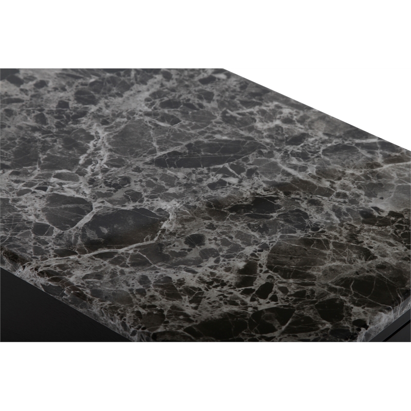 New Classic Furniture Noah Wood End Table w/ Faux Marble Top in Black (Set of 2)