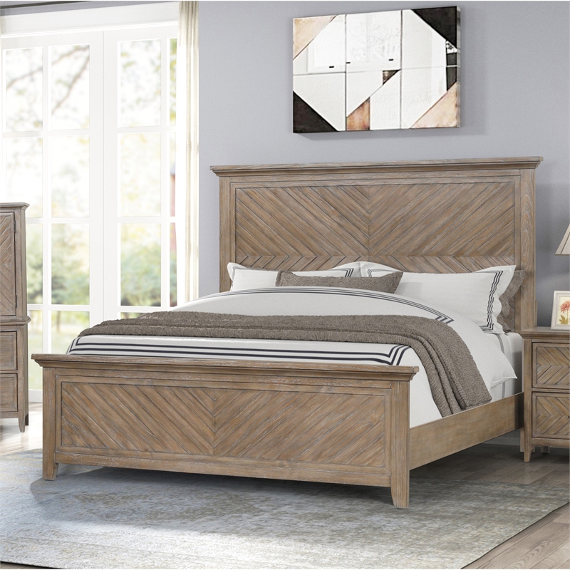 New Classic Furniture Tybee Solid Wood King Bed in Sand Finish
