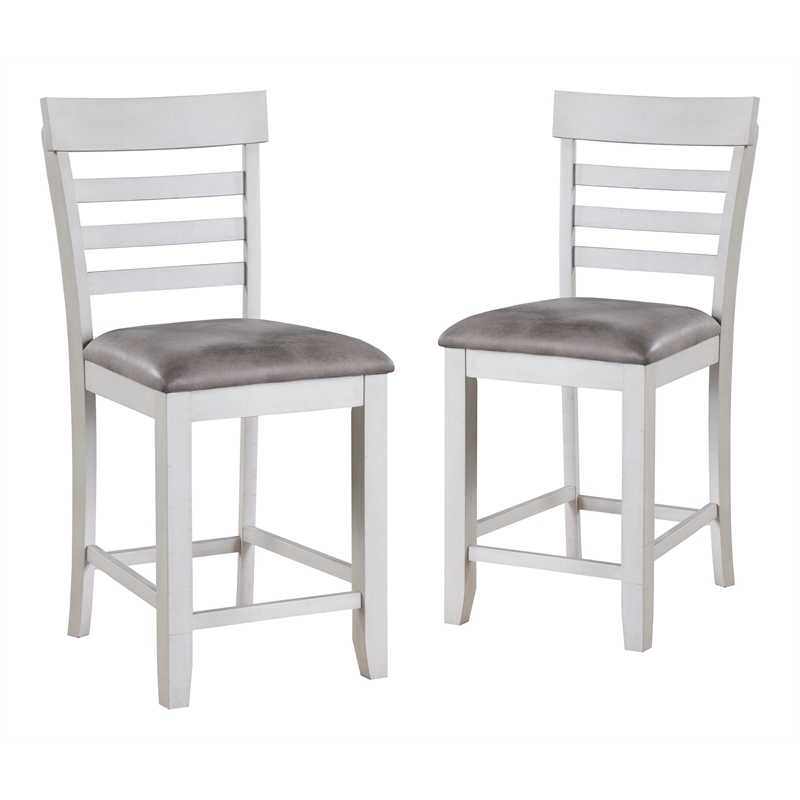 New Classic Furniture Richland Solid Wood Counter Chair - White/Brown (Set of 2)