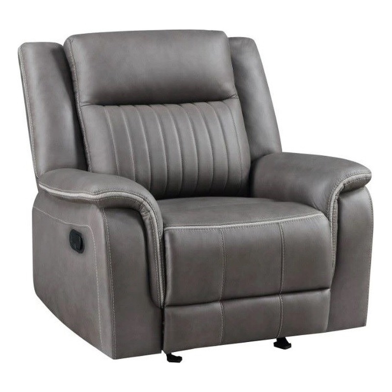 New Classic Furniture Enzo Polyester Fabric Glider Recliner in Gray