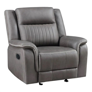 New Classic Furniture Enzo Polyester Fabric Glider Recliner in Gray