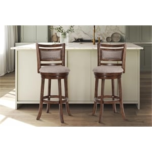 New Classic Furniture Aberdeen 29&quot Solid Wood Bar Stool Brown/Beige (Set of 2)