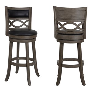 New Classic Furniture Manchester 29&quot Solid Wood Bar Stool Gray/Black (Set of 2)