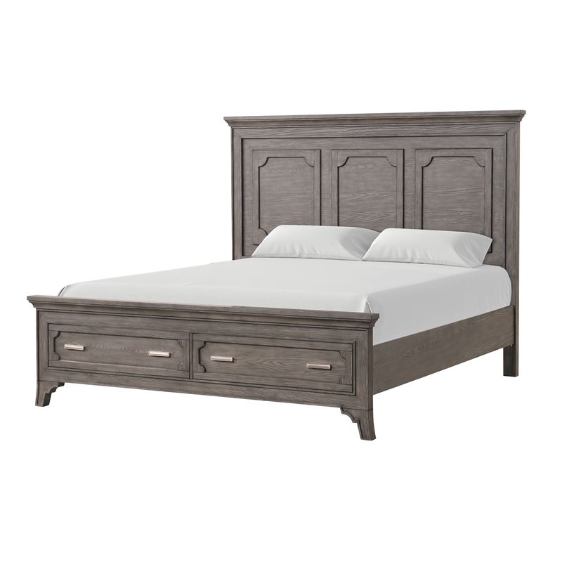 New Classic Furniture Lisbon Solid Wood California King Bed in Gray