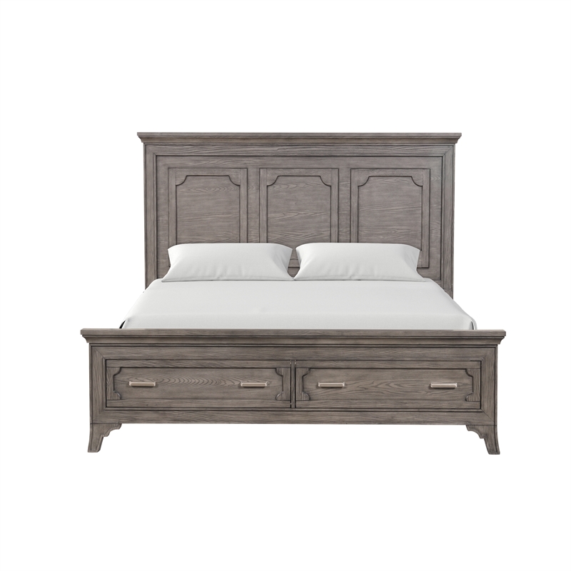 New Classic Furniture Lisbon Solid Wood California King Bed in Gray