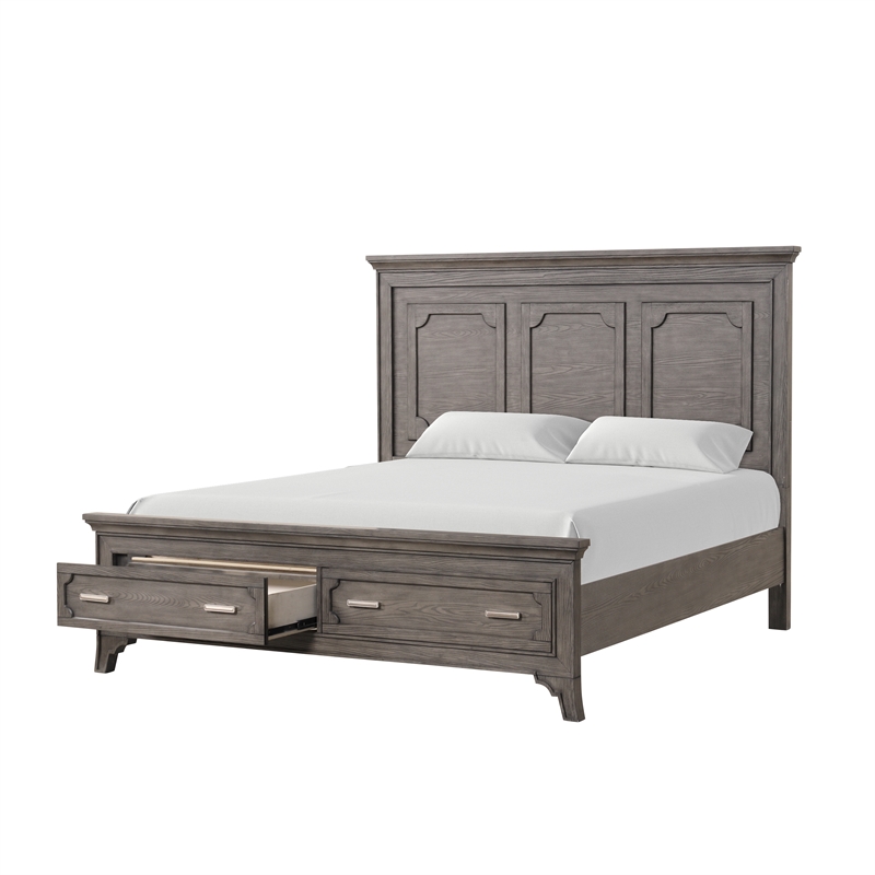 New Classic Furniture Lisbon Solid Wood California King Bed in Gray