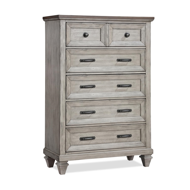 New Classic Furniture Mariana Solid Wood 5-Drawer Chest in Vintage Cream