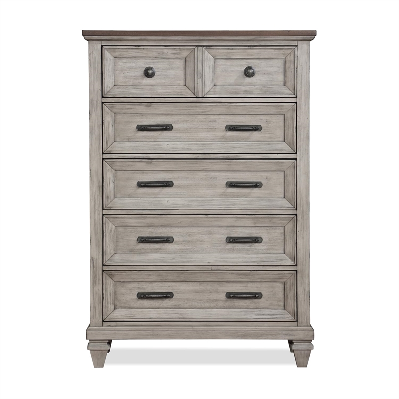 New Classic Furniture Mariana Solid Wood 5-Drawer Chest in Vintage Cream