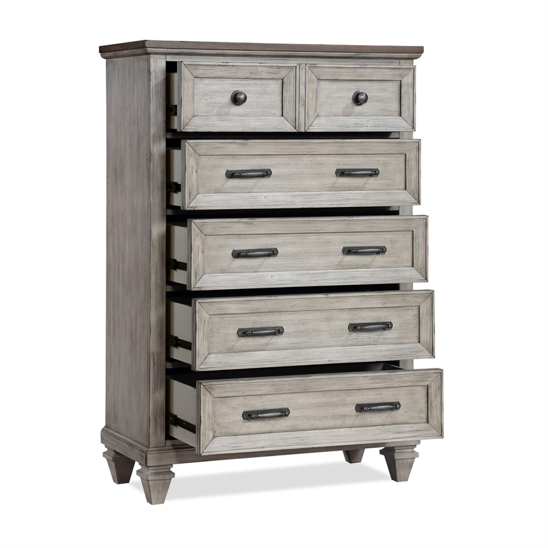 New Classic Furniture Mariana Solid Wood 5-Drawer Chest in Vintage Cream