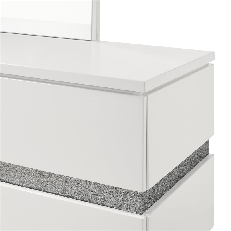 New Classic Furniture Paradox Solid Wood 6-Drawers Dresser with Mirror in White
