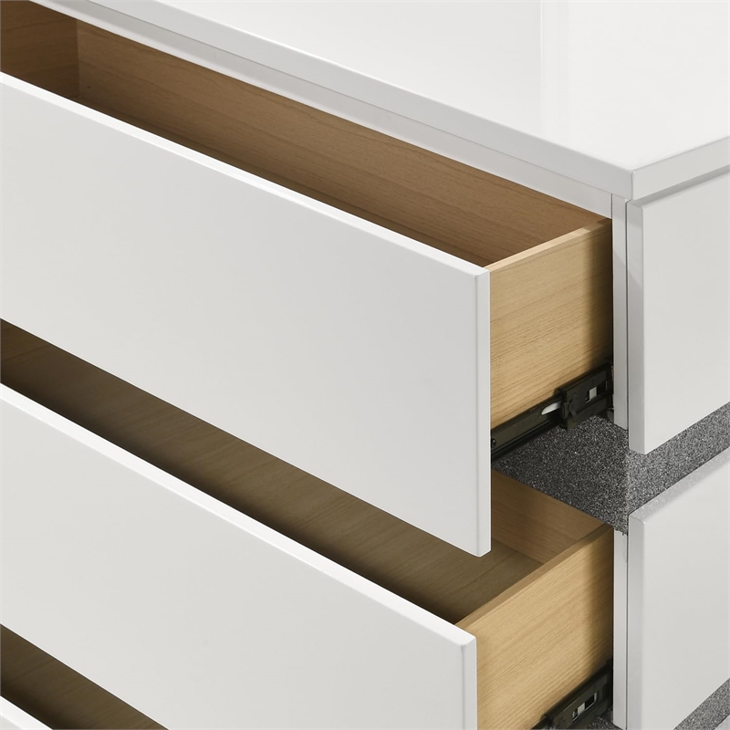 New Classic Furniture Paradox Solid Wood 6-Drawers Dresser with Mirror in White
