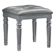 New Classic Furniture Valentine Solid Wood Bedroom Vanity Stool in Silver