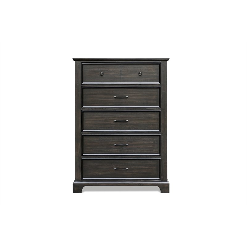 New Classic Furniture Stafford County Solid Wood 5-Drawer Chest in Walnut