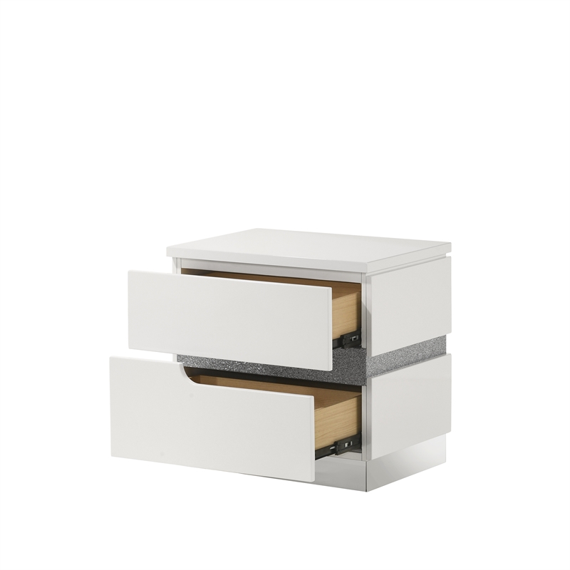 New Classic Furniture Paradox Wood 1-Drawer Bedroom Nightstand in White Gloss